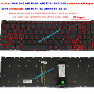 US Backlit Keyboard For Acer Nitro 5 AN517-51 AN517-52 AN715-51 AN515-54 laptop