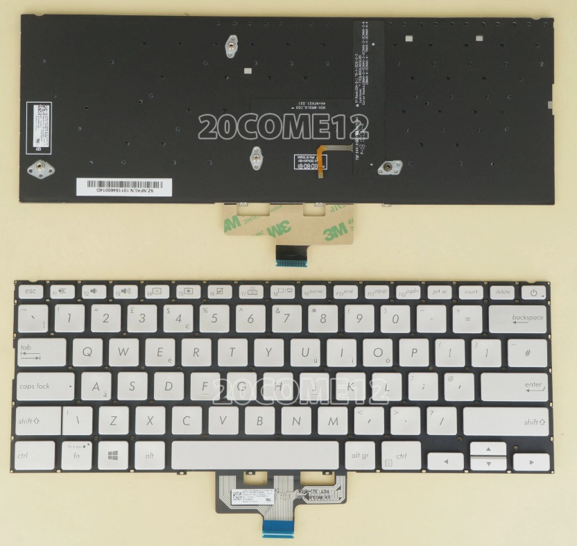 ASUS ZenBook UX433FA UX433FN Keyboard US backlit Silver