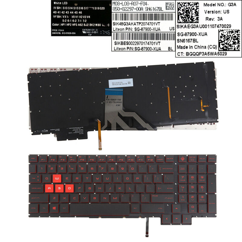 HP Omen 15-CE US Backlit Keyboard