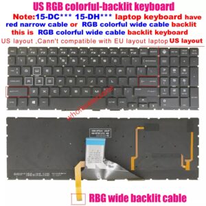 Laptop Keyboard for HP Omen 15-DC 15-DH US RGB Colorful Backlit