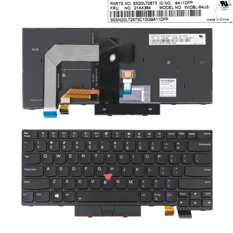 Laptop Keyboard Lenovo ThinkPad T470 T480 BLACK With Point SticK Backlit