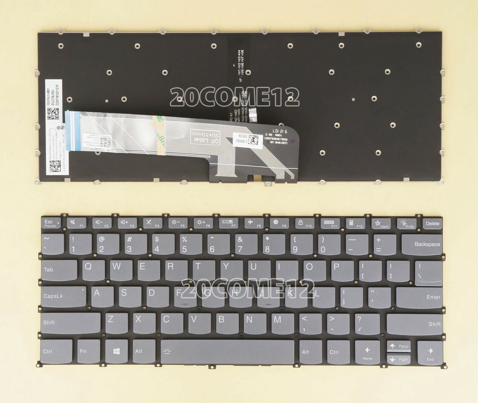 14 Inch Laptop With Backlit Keyboard Laptop Keyboard Lenovo IdeaPad Flex 5 14ARE05 US Backlit Gray