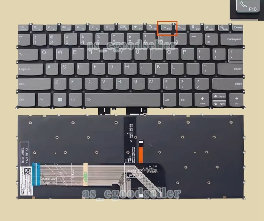 Lenovo IdeaPad / Flex 5-14ARE05 5-14IIL05 Keyboard US Backlit Gray F10 Phone